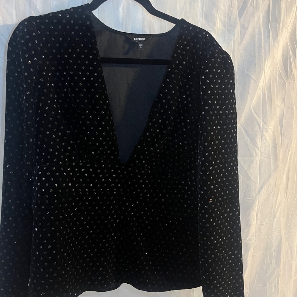 Express Black Women's Top with Silver Accents